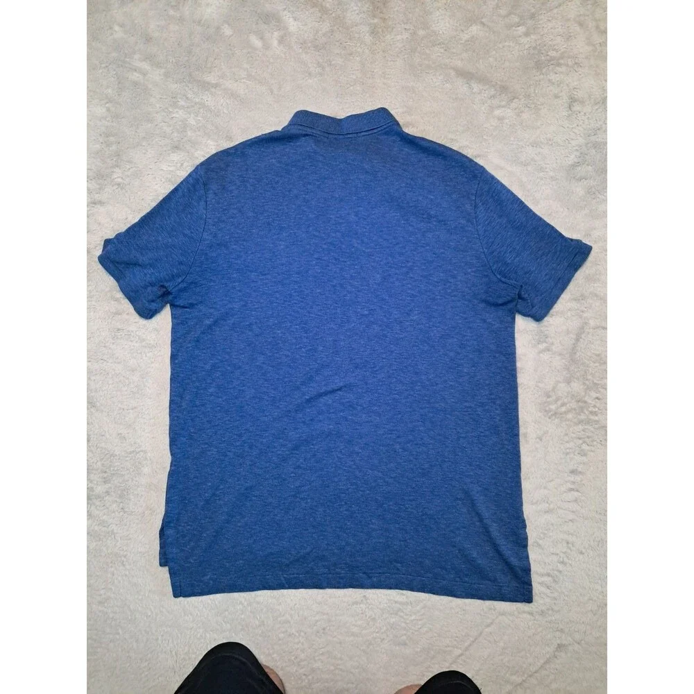 Polo Ralph Lauren Polo Shirt Blue Short Sleeve Collar Cotton Grey Pony Men Large